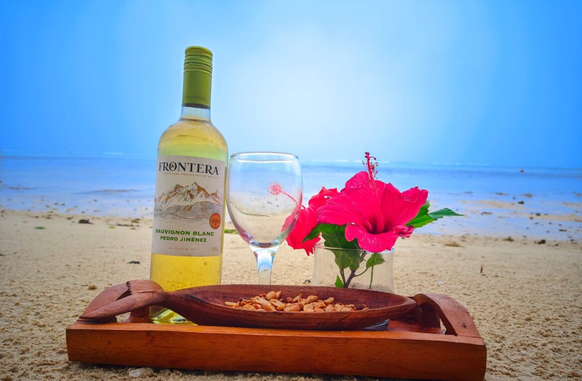 Vin pour passer un moment à deux sur la plage